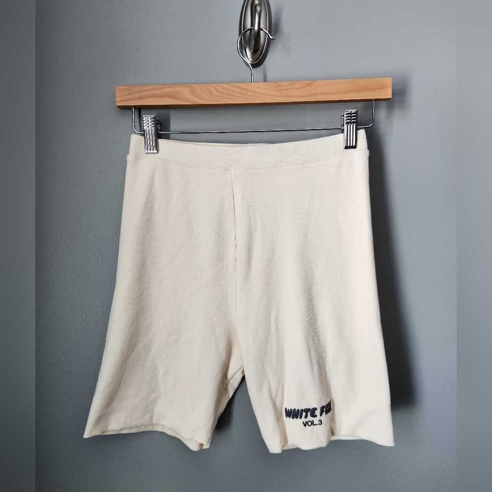 White Fox Ribbed Biker Shorts Off White/Vanilla Size Small